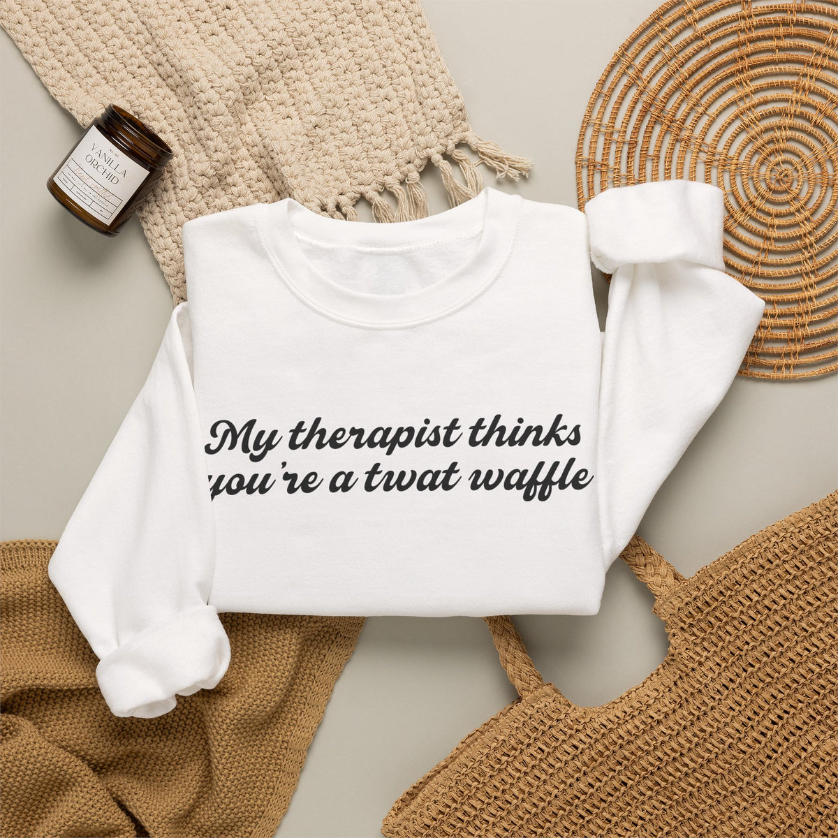 "My therapist thinks you're a twat waffle" Crewneck Sweatshirt
