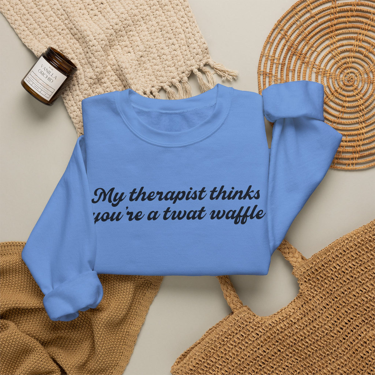 "My therapist thinks you're a twat waffle" Crewneck Sweatshirt