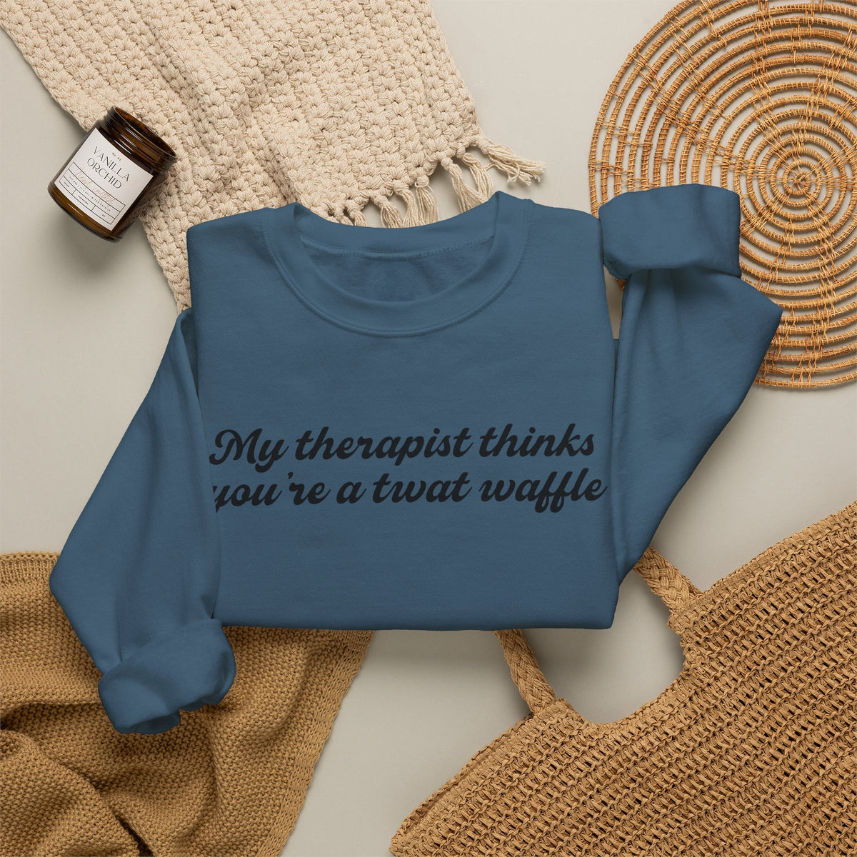 "My therapist thinks you're a twat waffle" Crewneck Sweatshirt